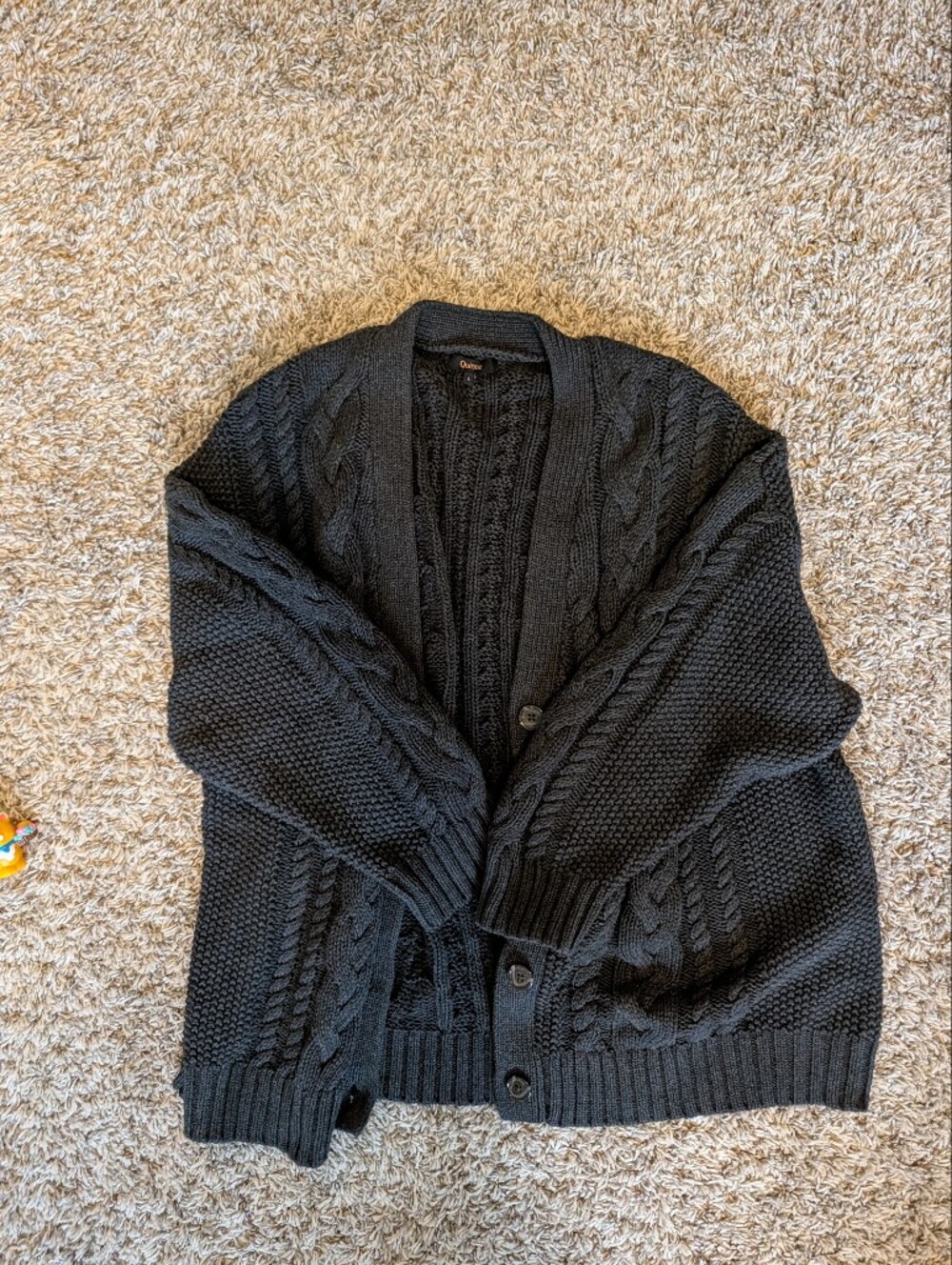 Quince Dark gray Cable-Knit Button Cardigan
